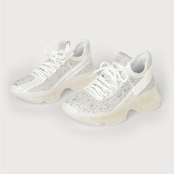 Steve Madden Maxima-R White Multi Rhinestone Chunky Sneakers - Picture 2 of 10